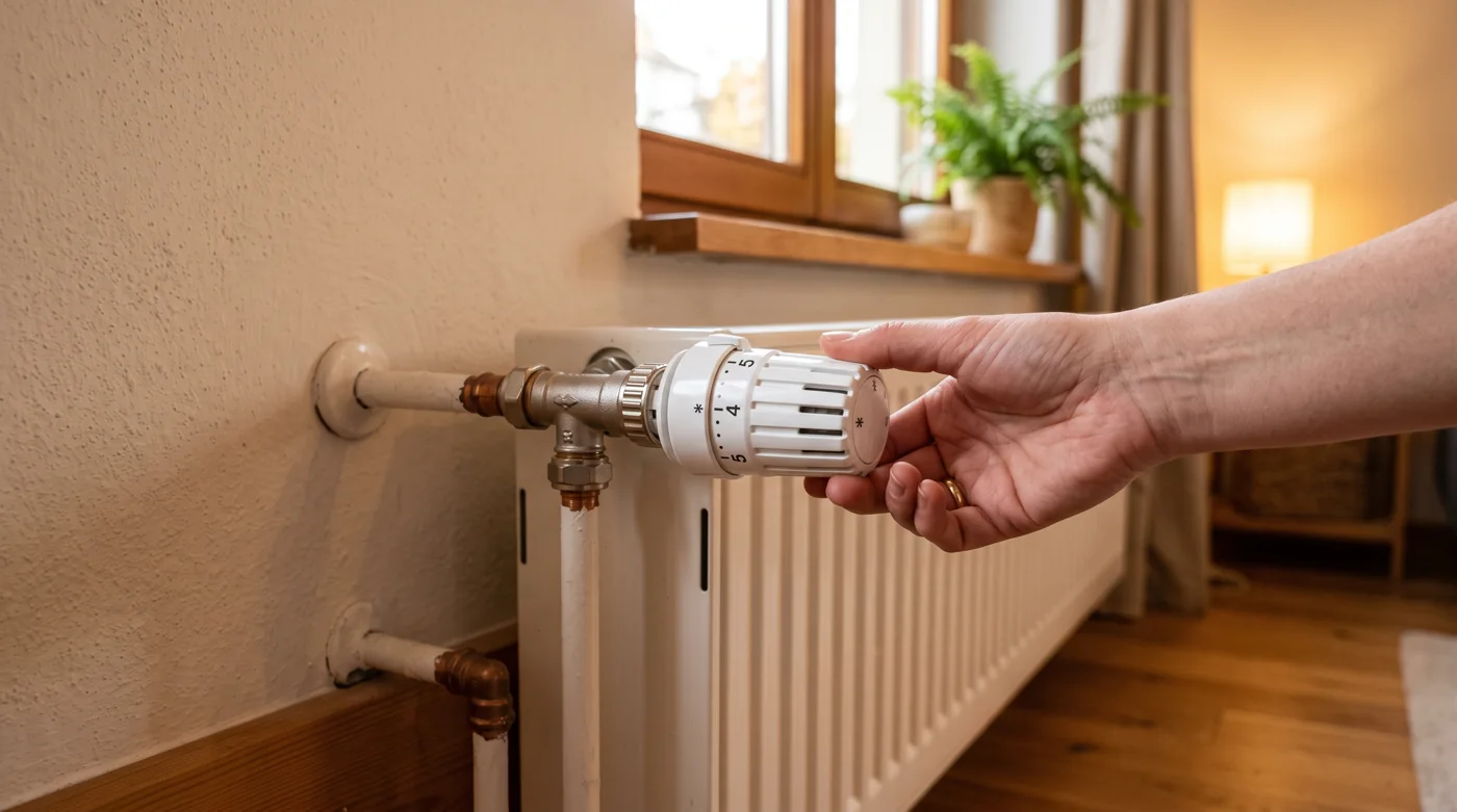 Absenken der Vorlauftemperatur an einem Heizkörper als Vorbereitung für die Wärmepumpe