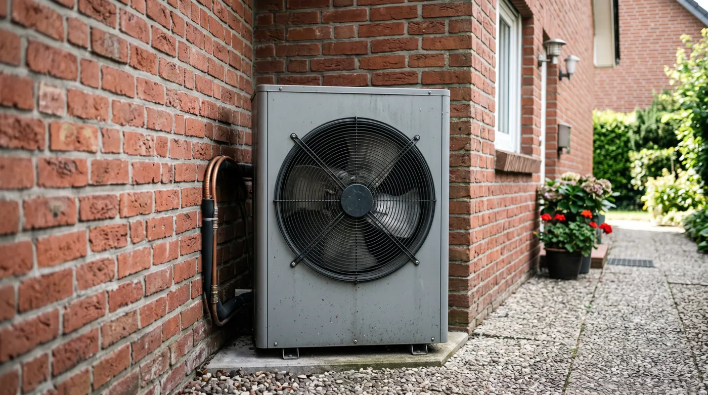 Wärmepumpe in einer reflektierenden Wandecke aufgestellt